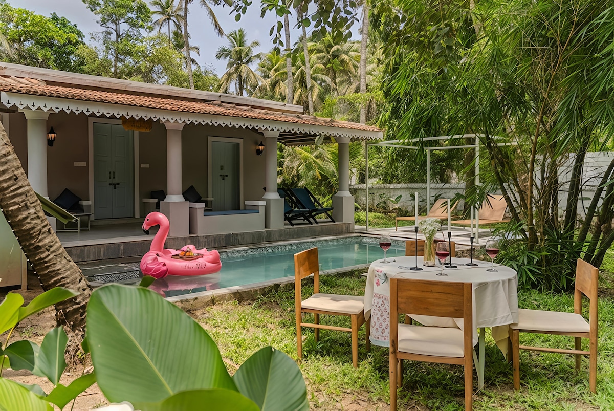 3BHK Private Pool Goan Home | Walk to Anjuna Beach